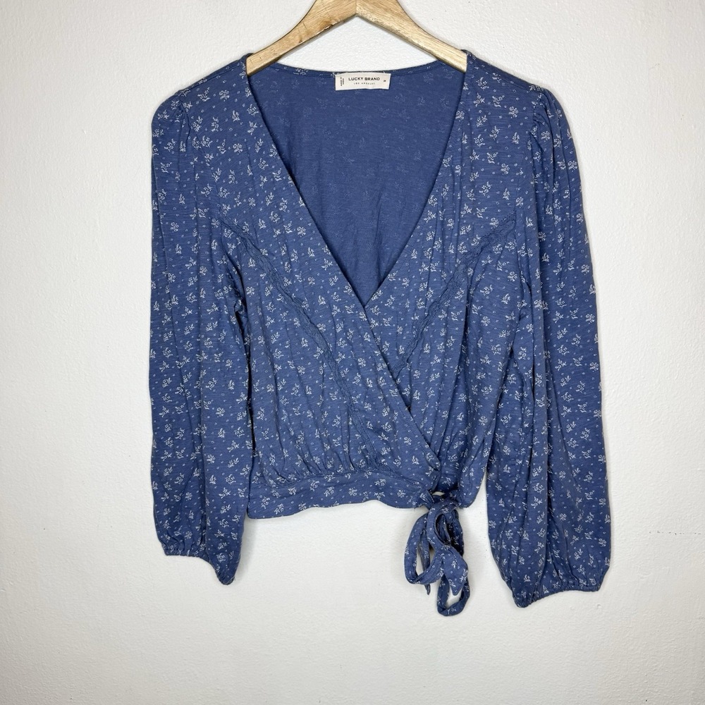 Lush Blue Floral Wrap Blouse - Lush Brand